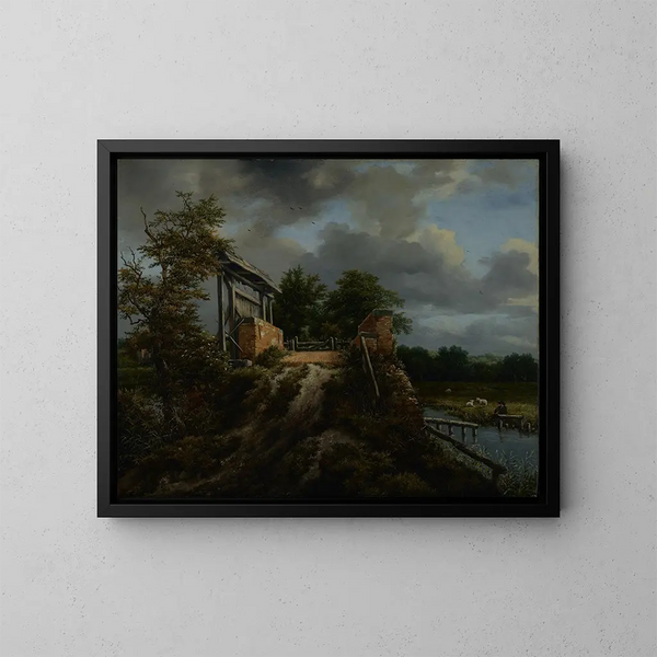 Ponte con una valvola - Jacob van Ruisdael — quadro incorniciato alla parete