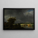 Paesaggio con una baita e un ponte di pietra sotto un cielo nuvoloso - Jacob van Ruisdael — quadro incorniciato alla parete