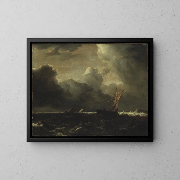 Nuvole temporalesche sopra il mare - Jacob van Ruisdael — quadro incorniciato alla parete