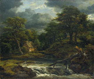 Paesaggio boscoso con cascata e temporale imminente - Jacob van Ruisdael — vista dell’opera