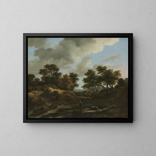 Paesaggio boscoso e ondulato - Jacob van Ruisdael — quadro incorniciato alla parete