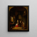 Interno di una cucina con una donna seduta che sbuccia le cipolle, un bambino che si nasconde dietro di lei e un bambino che tiene un cavolo su una botte - Jacob van Spreeuwen — quadro incorniciato alla parete