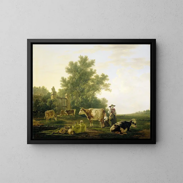 L'ora della mungitura - Jacob van Strij — quadro incorniciato alla parete