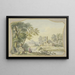 Paesaggio con una rovina a sinistra vicino a un vaso sotto gli alberi, due figure - Jacob van de Velde — quadro incorniciato alla parete