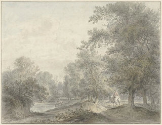 Jacobus Versteegen - Boslandschap met ruiter en vijver.webp