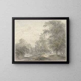 Jacobus Versteegen - Boslandschap met ruiter en vijver.webp