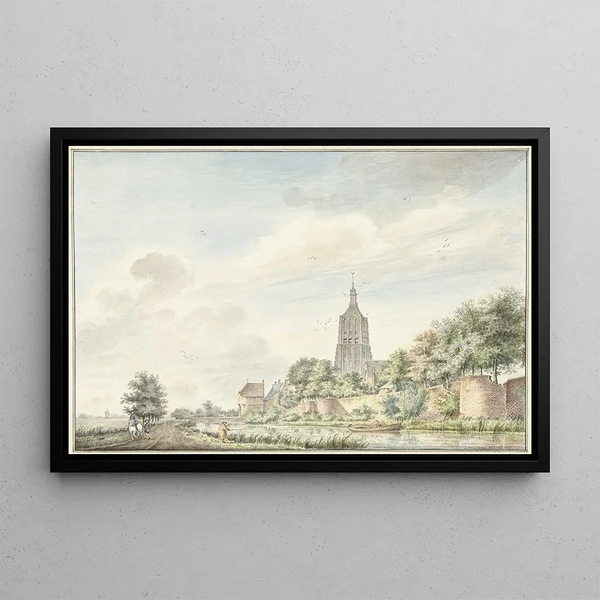 Jacobus Versteegen - Gezicht op Asperen met de stadsmuren en de kerktoren.webp