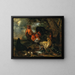 Un gallo e pollame in un paesaggio - Jacobus Victors — quadro incorniciato alla parete