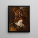 Combattimento di un gallo e di un gatto - Jacobus Victors — quadro incorniciato alla parete