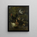 Un gallo, delle galline, delle colombe e una marmotta - Jacomo Victors — quadro incorniciato alla parete