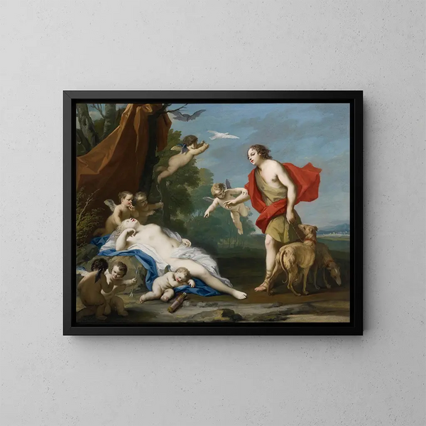 Venere e Adone - Jacopo Amigoni — quadro incorniciato alla parete