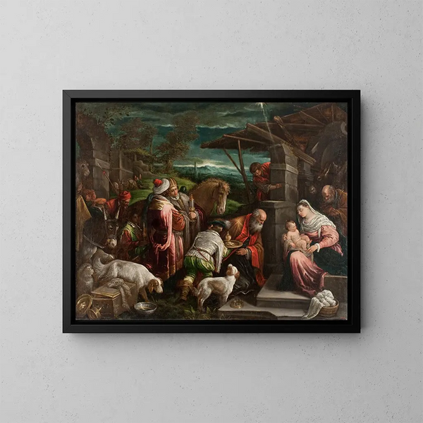 Adorazione dei Magi - Jacopo Bassano — quadro incorniciato alla parete