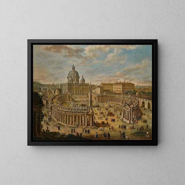 Vista panoramica di Piazza San Pietro con la basilica oltre - Jacopo Fabris — quadro incorniciato alla parete