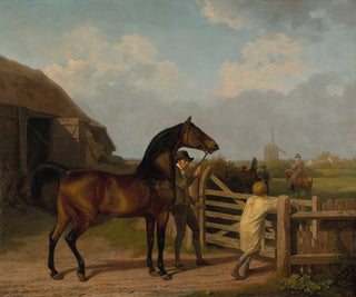 Un stallone condotto attraverso una porta verso una giumenta - Jacques-Laurent Agasse — vista dell’opera