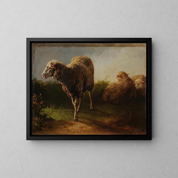 Tre pecore - Jacques-Raymond Brascassat — quadro incorniciato alla parete