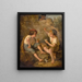 Due ragazzi che giocano a carte osservati da un insegnante dietro il muro di pietra - Jacques Alfred van Muyden — quadro incorniciato alla parete
