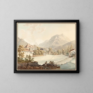 Vista di Unterseen - Jacques Henri Juillerat — quadro incorniciato alla parete