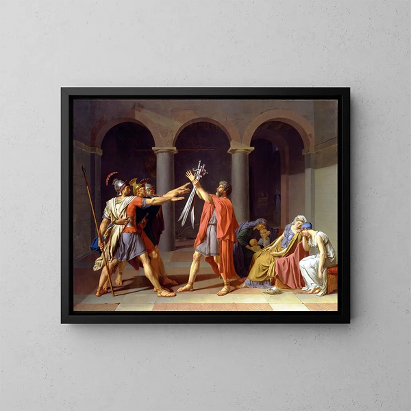 Il giuramento degli Orazi - Jacques Louis David — quadro incorniciato alla parete