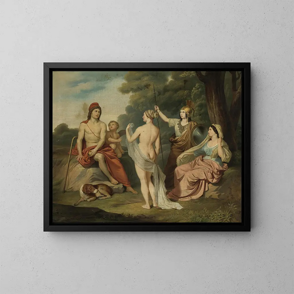 Il Giudizio di Paride - Jacques Louis David — quadro incorniciato alla parete