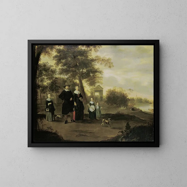 La famiglia del predicatore Reinier Halma a Langerak sul Lek - Jacques Muller — quadro incorniciato alla parete