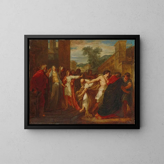 Daniel che fa arrestare i due vecchi accusatori di Suzanna casta - Jacques Rattu — quadro incorniciato alla parete