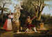 elegante che ascolta un chitarrista in un parco a Roma - Jacques Sablet — vista dell’opera