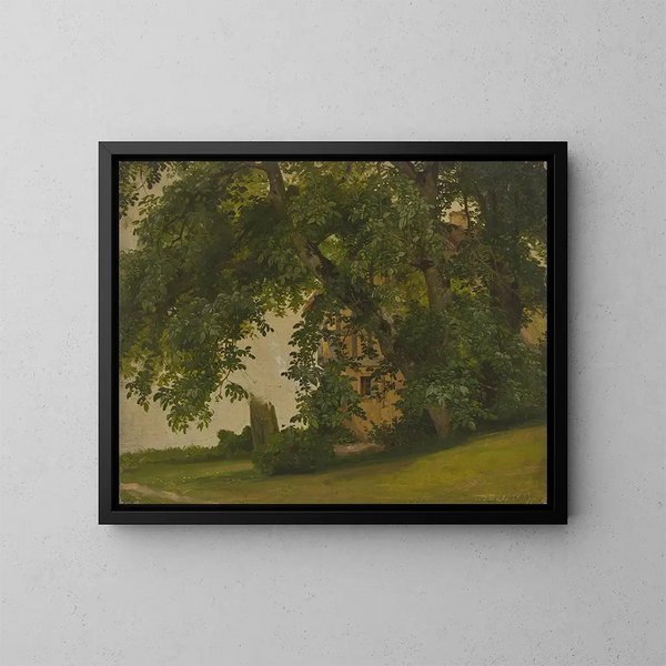 Casa dietro gli alberi - Jakob Becker — quadro incorniciato alla parete