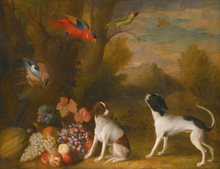 Jakob Bogdny - Landscape With Exotic Birds And Two Dogs.webp