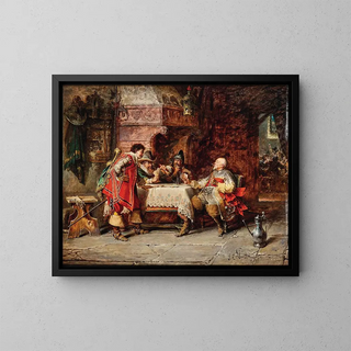 Una partita di carte - Jakob Emanuel Gaisser — quadro incorniciato alla parete