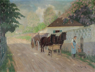 Jakob Koganowsky - Pferdefuhrwerk bei der Rast.webp