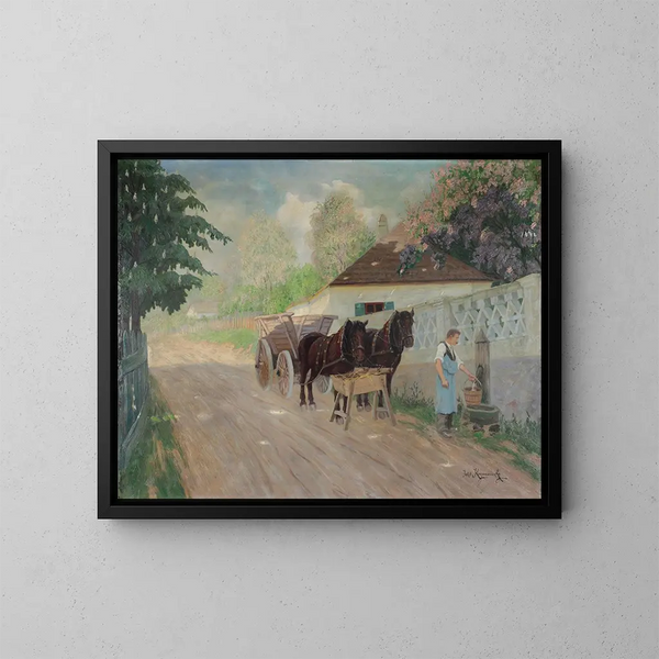 Attelage di cavalli a riposo - Jakob Koganowsky — quadro incorniciato alla parete