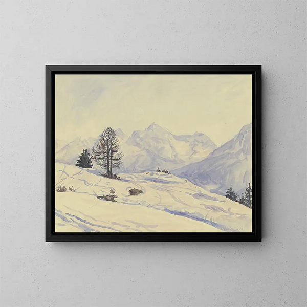 Paesaggio invernale nell'Engadina inferiore - Jakob Nussbaum — quadro incorniciato alla parete