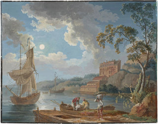 Jakob Philipp Hackert - View of the pottery factory of Marieberg near Stockholm with boats and fishermen.webp