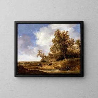 Una strada vicino ai cottage - Jacob van Moscher — quadro incorniciato alla parete
