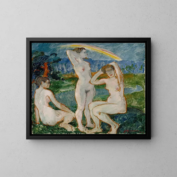 Schizzo di donne che si bagnano - Jalmari Ruokokoski — quadro incorniciato alla parete