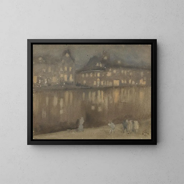 Grand Canal, Amsterdam, Notturno - James Abbott McNeill Whistler — quadro incorniciato alla parete