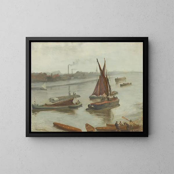 grigio e argento, l'antico Battersea Reach - James Abbott McNeill Whistler — quadro incorniciato alla parete