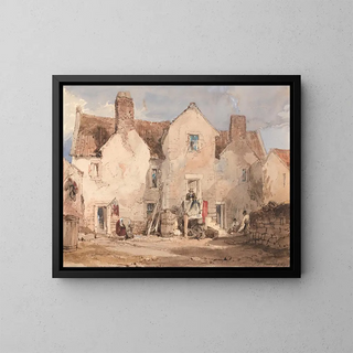 Case dei pescatori a Sculcoates vicino a Hull, Yorkshire - James Duffield Harding — quadro incorniciato alla parete