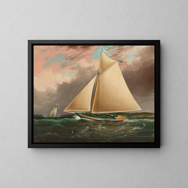 Sloop del fiume Hudson - James Edward Buttersworth — quadro incorniciato alla parete