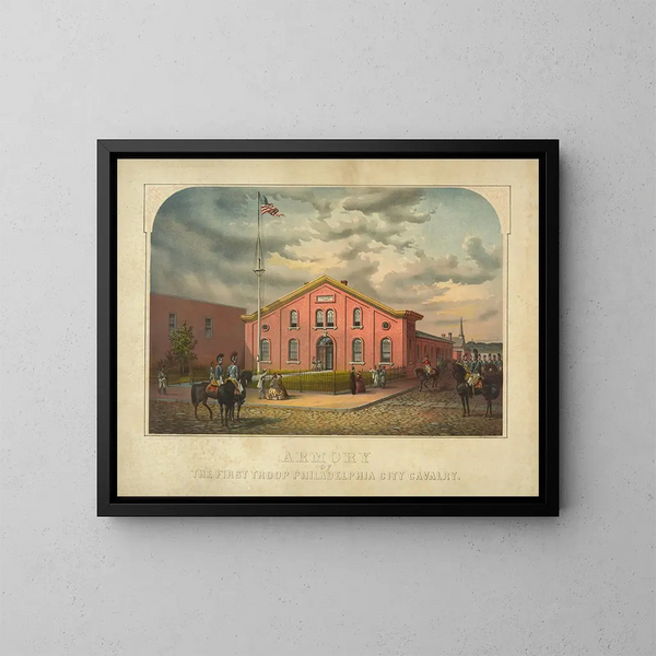 Armurerie della Prima Truppa della Cavalleria della Città di Filadelfia - James Fuller Queen — quadro incorniciato alla parete