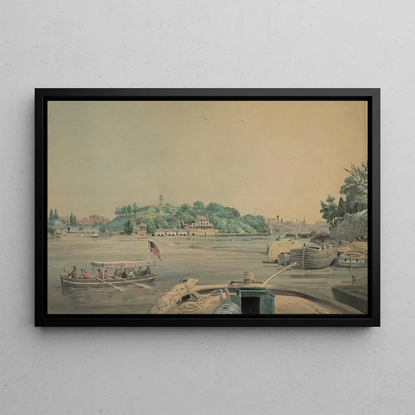 della stazione di pompaggio di Fairmount sul fiume Schuylkill, Filadelfia, Pennsylvania - James Fuller Queen — quadro incorniciato alla parete