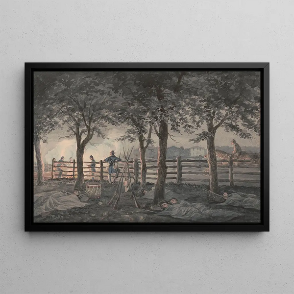 James Fuller Queen - Sketches with Co B 8th Reg Pa Ma under the officers of the old Southwark Gaurd the night in the apple orchard.webp