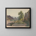 Scena dell'Ovest con colline e forse una comunità pueblo in lontananza vista da un burrone con un pioppo. - James Fuller Queen — quadro incorniciato alla parete