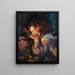 Gatto alla luce del fuoco - James Jebusa Shannon — quadro incorniciato alla parete