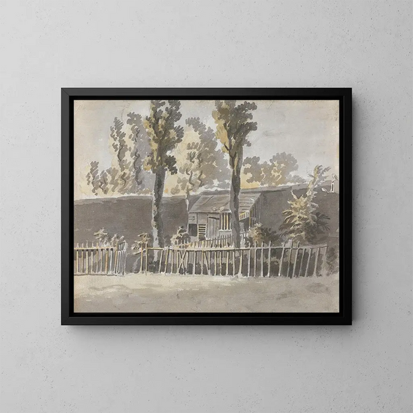 Alberi davanti a una casa - James Miller — quadro incorniciato alla parete