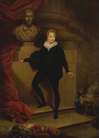 James Northcote - Master Betty as Hamlet before a bust of Shakespeare.webp