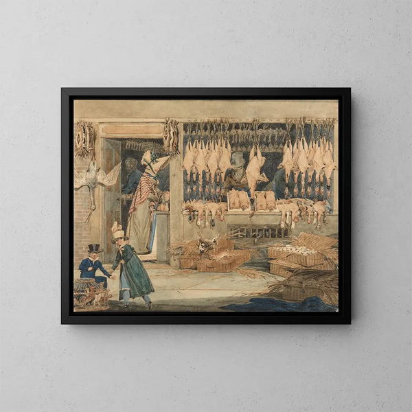Il mercato delle pollame - James Pollard — quadro incorniciato alla parete