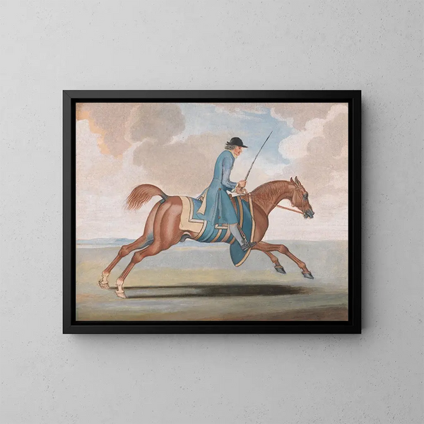 Cavallo da corsa in allenamento montato da un maniscalco di allenamento - James Seymour — quadro incorniciato alla parete