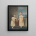 Due bambini con vestiti gialli, il maggiore che tiene un cerchio rotante e un bastone e il più giovane che tiene una trottola e un frustino - James Sharples — quadro incorniciato alla parete