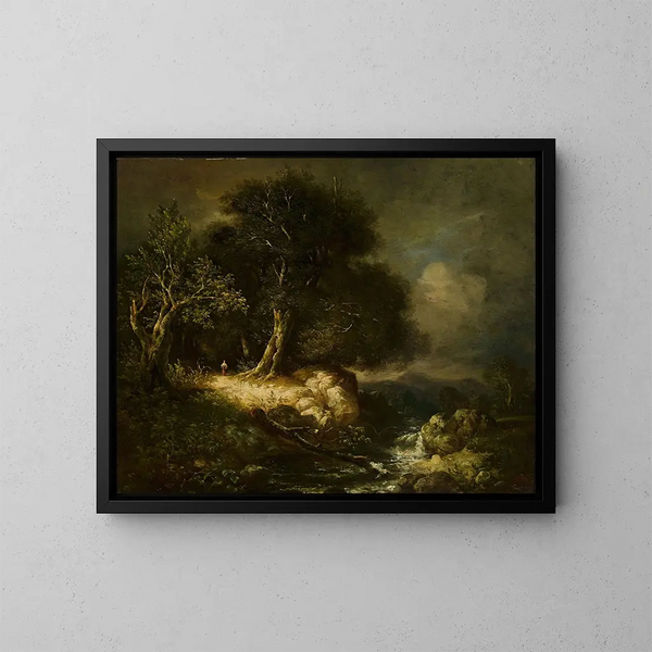 Paesaggio boschivo con un sentiero e un fiume - James Stark — quadro incorniciato alla parete